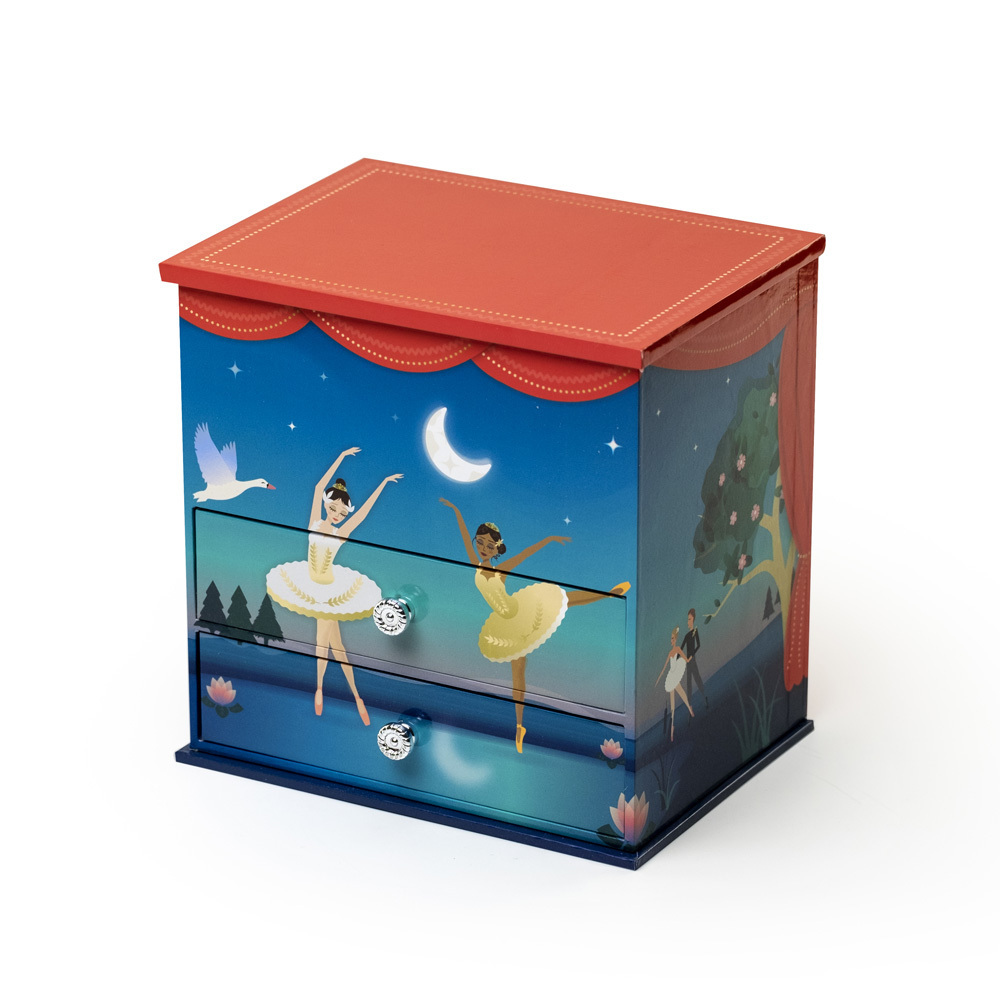 Swan Lake Theme Design Spinning Ballerina Musical Jewelry Box