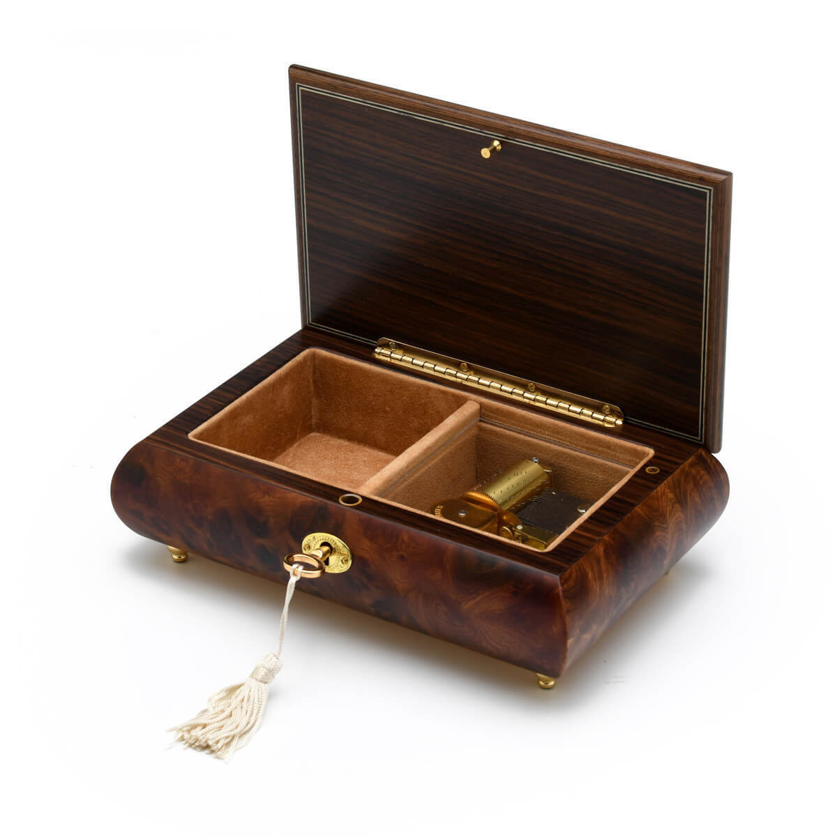 red rose musical jewelry box interior