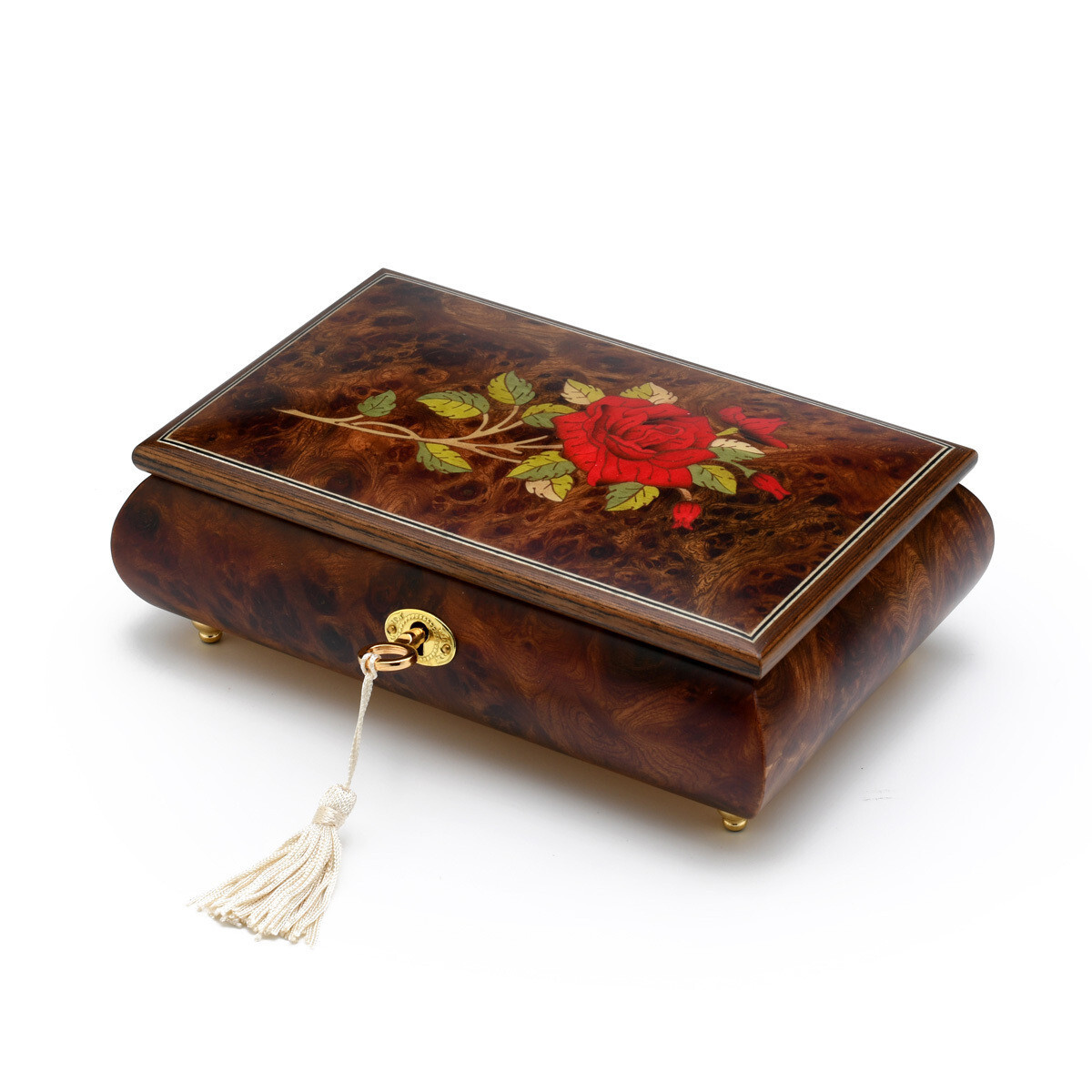 single stem red rose music box