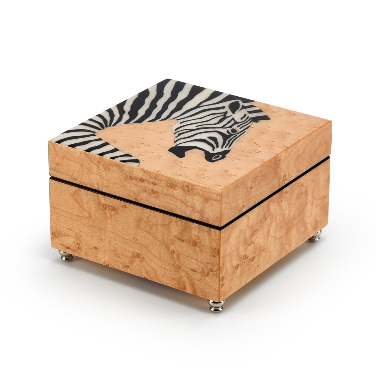 wood zebra music box inlay